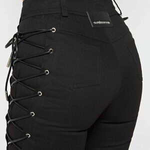 Maniere De Voir High Rise Lace Up Trousers